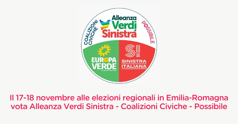 Alle elezioni regionali in Emilia-Romagna vota Alleanza Verdi Sinistra -Coalizioni Civiche -Possibile